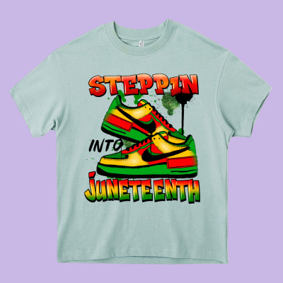 Steppin' Into Juneteenth Heavy Core Tee Designed By Fadigitalartstudio