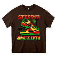 Chocolate Brown Steppin' into Juneteenth Heavy Core Tee - FaDigitalArtStudio