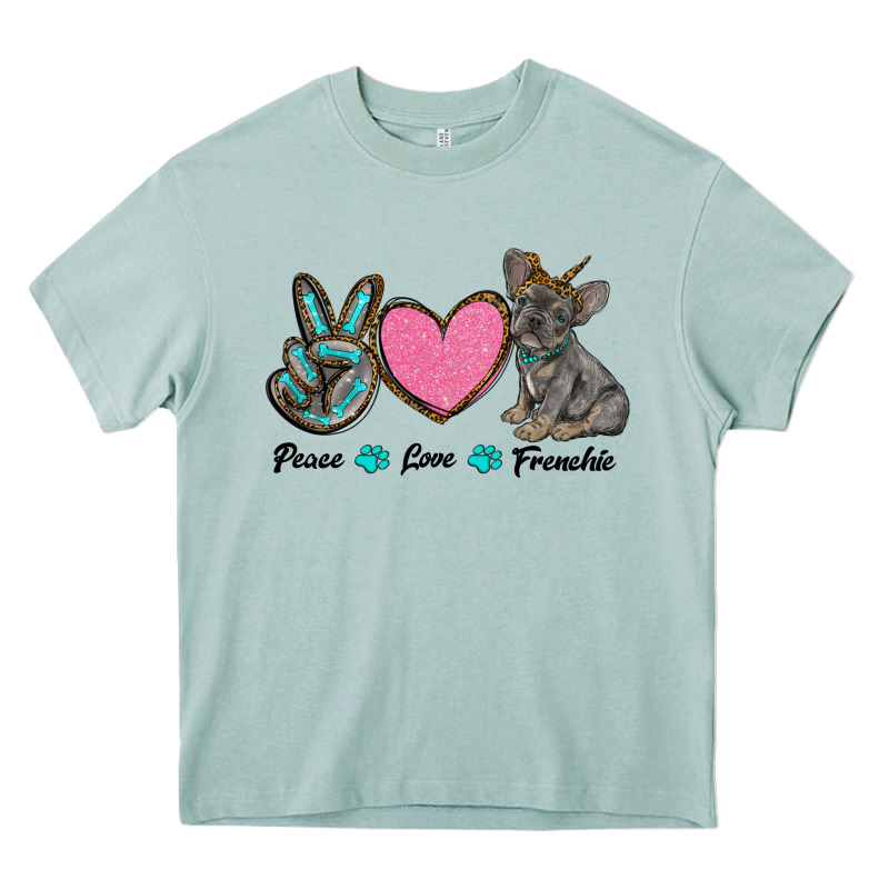 Peace Love Frenchie Heavy Core Tee by RanaPortraitStore | Teevron