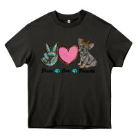 Asphalt peace love frenchie Heavy Core Tee - RanaPortraitStore