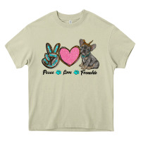 Mossy peace love frenchie Heavy Core Tee - RanaPortraitStore
