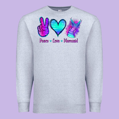 Peace Love Mermaid Premium Sweatshirt Designed By Jasminsmagicworld