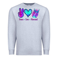Heather Grey Peace Love Mermaid Premium Sweatshirt - Jasminsmagicworld