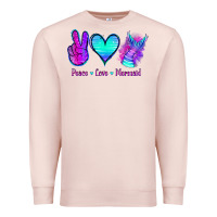 Pale Pink Peace Love Mermaid Premium Sweatshirt - Jasminsmagicworld