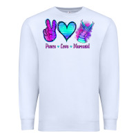 White Peace Love Mermaid Premium Sweatshirt - Jasminsmagicworld