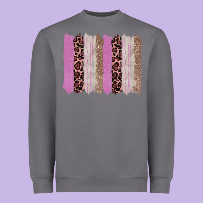 Pink Glitter Leopard Brushstroke Background Heavyweight Sweatshirt Designed By Ranaportraitstore