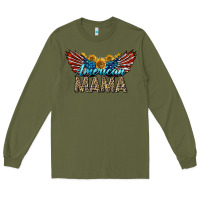 Army Green Western American Mama With Sunflowers Long Sleeve Tee - LillyAllenDesigns