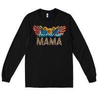 Black Western American Mama With Sunflowers Long Sleeve Tee - LillyAllenDesigns
