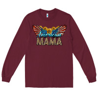 Burgundy Western American Mama With Sunflowers Long Sleeve Tee - LillyAllenDesigns