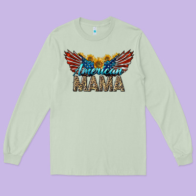 Western American Mama With Sunflowers Long Sleeve Tee Designed By Lillyallendesigns