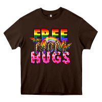 Chocolate Brown Free Mom hugs Heavy Core Tee - FaDigitalArtStudio