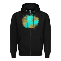 Black turquoise leopard patch Zipper Hoodie - Jasminsmagicworld