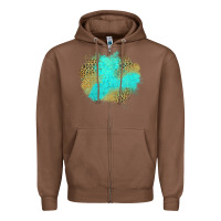 Chestnut turquoise leopard patch Zipper Hoodie - Jasminsmagicworld