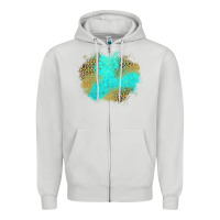 Dove Grey turquoise leopard patch Zipper Hoodie - Jasminsmagicworld