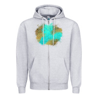 Heather Grey turquoise leopard patch Zipper Hoodie - Jasminsmagicworld