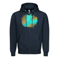 Navy turquoise leopard patch Zipper Hoodie - Jasminsmagicworld