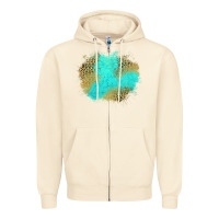 Sandshell turquoise leopard patch Zipper Hoodie - Jasminsmagicworld