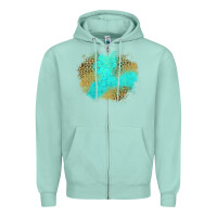 Seafoam turquoise leopard patch Zipper Hoodie - Jasminsmagicworld