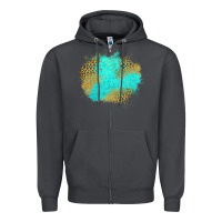 Smoke turquoise leopard patch Zipper Hoodie - Jasminsmagicworld