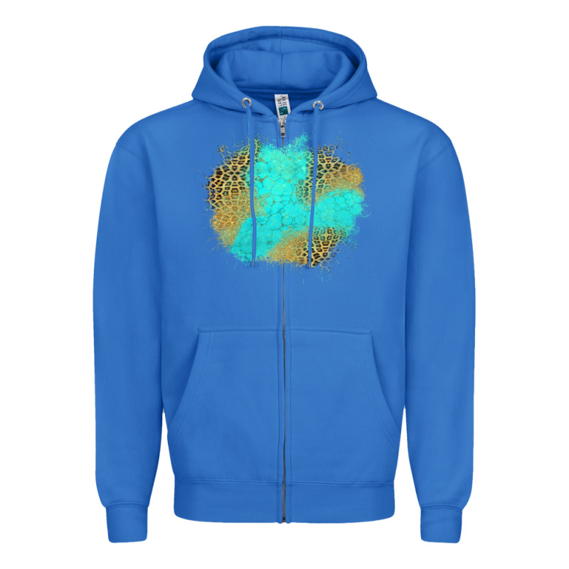 Turquoise Leopard Patch Zipper Hoodie by Jasminsmagicworld | Teevron