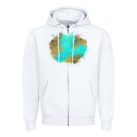 White turquoise leopard patch Zipper Hoodie - Jasminsmagicworld