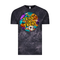Cloud Black Trick Or Treat Hallowen Round Vintage Tee - LillyAllenDesigns