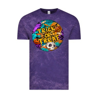 Cloud Purple Trick Or Treat Hallowen Round Vintage Tee - LillyAllenDesigns