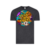 Vintage Black Trick Or Treat Hallowen Round Vintage Tee - LillyAllenDesigns