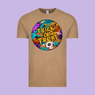 Trick Or Treat Hallowen Round Vintage Tee Designed By Lillyallendesigns