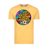 Vintage Mustard Trick Or Treat Hallowen Round Vintage Tee - LillyAllenDesigns