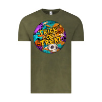 Vintage Olive Trick Or Treat Hallowen Round Vintage Tee - LillyAllenDesigns