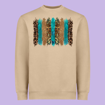 Glitter Turqoise Leopard Tooled Leather Background Heavyweight Sweatshirt Designed By Ranaportraitstore