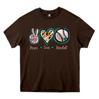 Chocolate Brown Peace Love Baseball Heavy Core Tee - Jasminsmagicworld