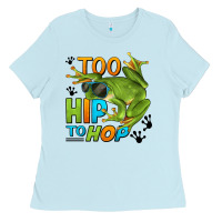 Baby Blue too hip to hop frog Ladies Tee - LillyAllenDesigns