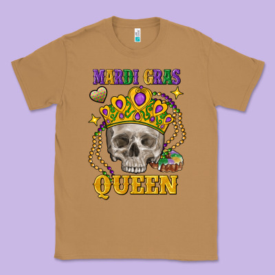 Skull Mardi Gras Queen Classic Tee Designed By Fadigitalartstudio