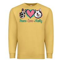 Antique Gold Peace Love Husky Premium Sweatshirt - Jasminsmagicworld