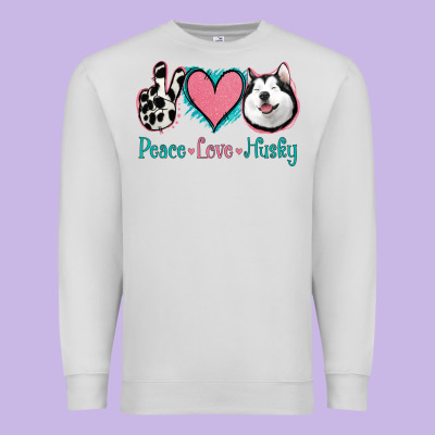 Peace Love Husky Premium Sweatshirt Designed By Jasminsmagicworld