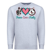 Heather Grey Peace Love Husky Premium Sweatshirt - Jasminsmagicworld
