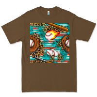 Cacao baseball glove and bat with serape seamless pattern Premium Tee - BundleAndBundleShop