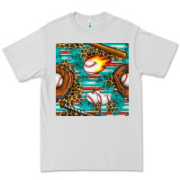 Dove Grey baseball glove and bat with serape seamless pattern Premium Tee - BundleAndBundleShop