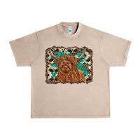 French Oak highland cow western background Urban Heavy Tee - RanaPortraitStore