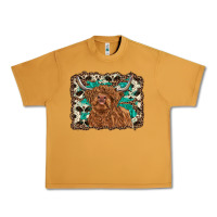 Peanut Butter highland cow western background Urban Heavy Tee - RanaPortraitStore