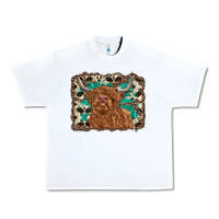 White highland cow western background Urban Heavy Tee - RanaPortraitStore