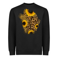 Black glitter sunflowers leopard patch Heavyweight Sweatshirt - RanaPortraitStore