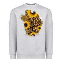 Heather Grey glitter sunflowers leopard patch Heavyweight Sweatshirt - RanaPortraitStore