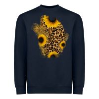 Navy glitter sunflowers leopard patch Heavyweight Sweatshirt - RanaPortraitStore