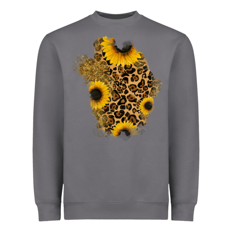 Glitter Sunflowers Leopard Patch Heavyweight Sweatshirt by RanaPortraitStore | Teevron