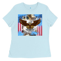 Baby Blue America Eagle Ladies Tee - CowhideDigitalArt