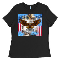 Black America Eagle Ladies Tee - CowhideDigitalArt