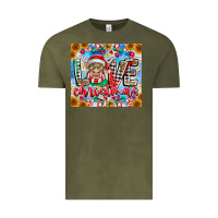 Vintage Olive Love Christmas highland cow Vintage Tee - CowhideDigitalArt